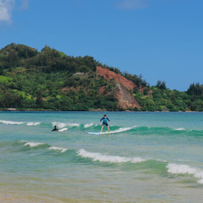 8th grader surfing in hawaii.