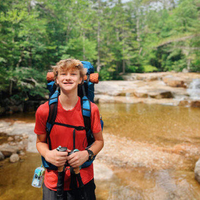 Teen backpacking in the White Mountains.