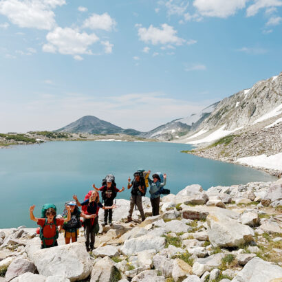 Group of middle school students backpacking in Rocky Mountain National Park.